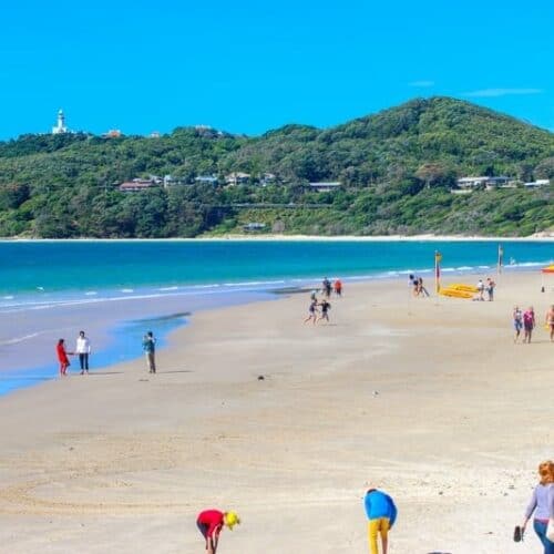 people on Byron Bay beach