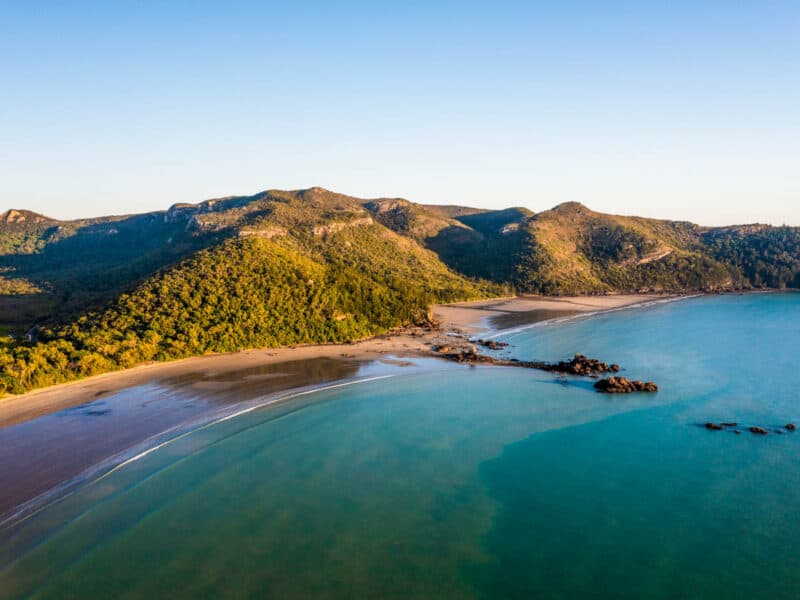 Aerial view of cape hillsborough national parka nd coastline