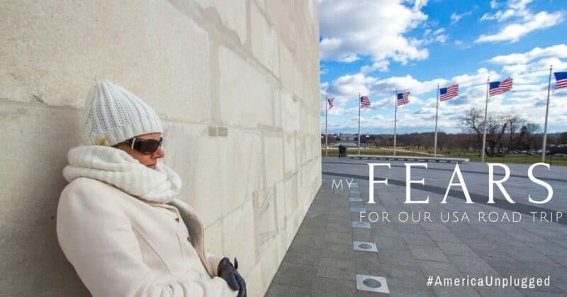 woman leaning against washington monument