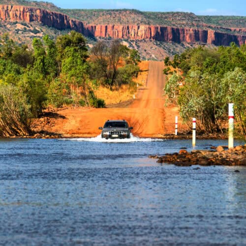 car going through the Pentecost River Crossing