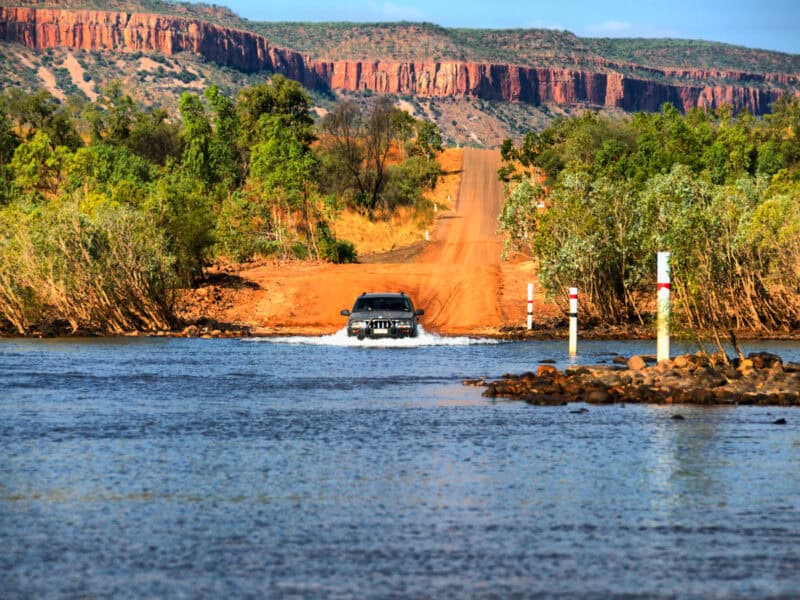 car going through the Pentecost River Crossing